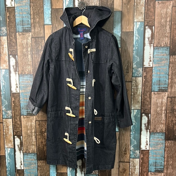 Denim&Co. Medium Black Hooded Duffle Coat - Picture 1 of 16